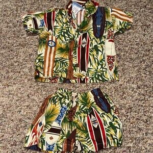 Boys Colorful Surfboard Print Shirt and Shorts Set, 6 month Hawaiian outfit